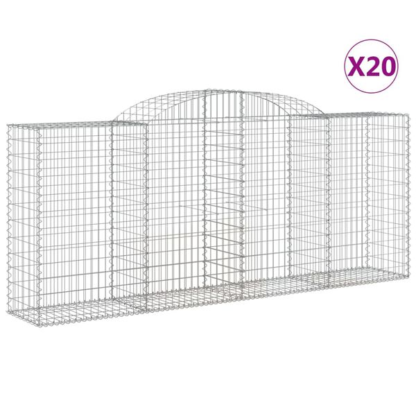 vidaXL Coșuri gabion arcuite 20 buc. 300x50x120/140 cm fier galvanizat