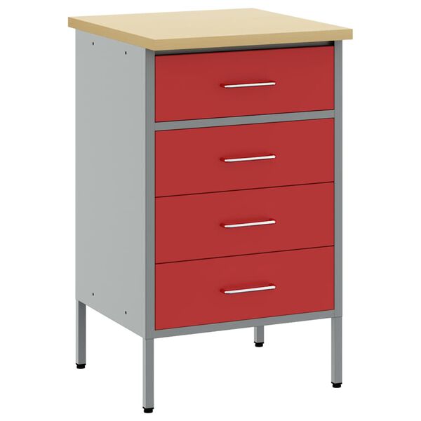 vidaXL Banc de lucru cu sertar Roșu și gri 50 x 55 x 85 cm