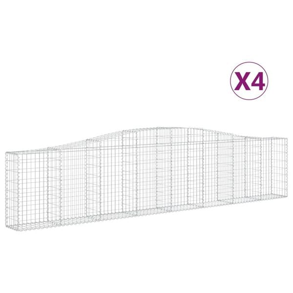 vidaXL Coșuri gabion arcuite 4 buc, 400x30x80/100 cm, fier galvanizat
