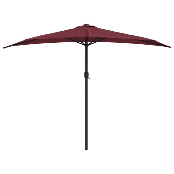 vidaXL Umbrelă de balcon, tijă aluminiu bordo 300x155x223cm semirotund