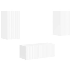 vidaXL Set comodă TV Pe perete 2 pcs Alb lucios Lemn compozit