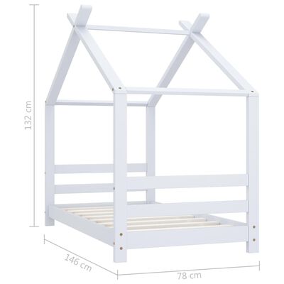 vidaXL Cadru pat de copii, alb, 70 x 140 cm, lemn masiv de pin