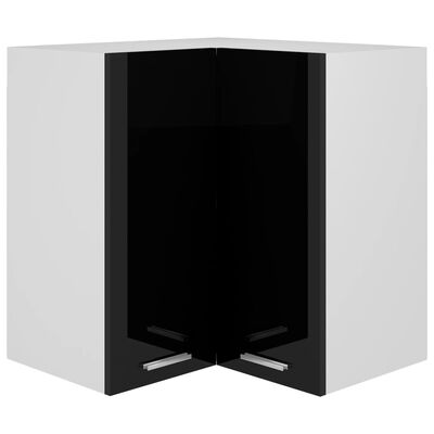 vidaXL Dulap suspendat de colț, negru extralucios, 57x57x60 cm, PAL
