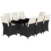 vidaXL Set mobilier de grădină cu perne, 9 piese, negru, poliratan
