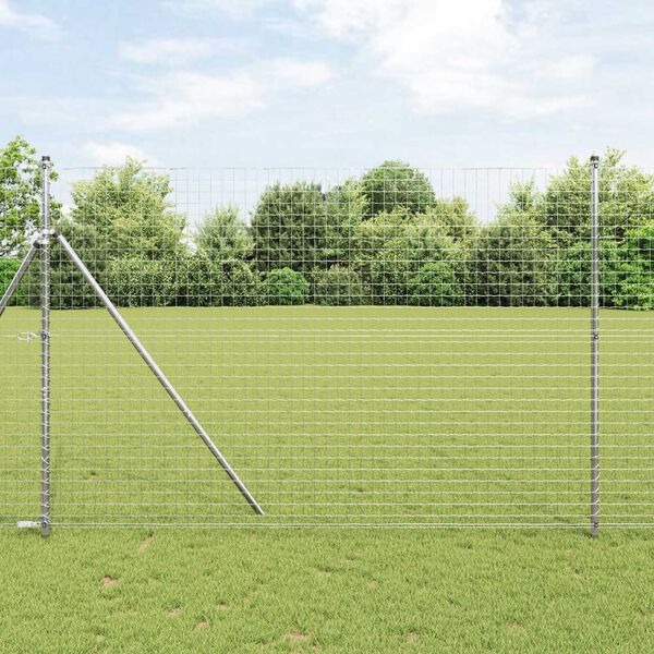 vidaXL Gard Euro Argintiu 1.5 x 10 m Metal zincat prin imersie la cald
