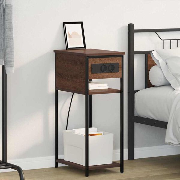 vidaXL Dulap de noapte Stejar &icirc;nchis 41 x 28 x 76 cm Lemn compozit