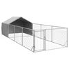 vidaXL Canisa de exterior cu alergare 7x2x1,5 m otel galvanizat