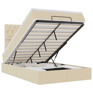 vidaXL Cadru de pat otoman cu saltea crem 120x190cm stofa