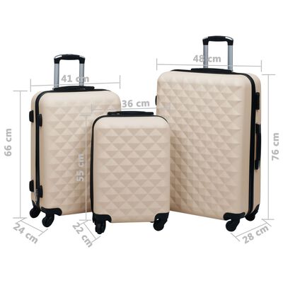 vidaXL Set de valize cu carcasă rigidă, 3 piese, auriu, ABS