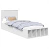 vidaXL Cadru de pat cu raft cu headboard Alb 75 x 190 cm Lemn compozit