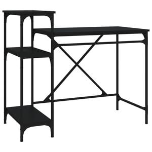 vidaXL Birou cu rafturi, negru, 105x50x90 cm, lemn compozit și fier