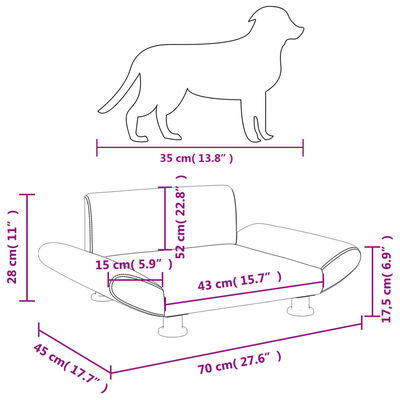 vidaXL Pat de câini, negru, 70x45x28 cm, piele ecologică