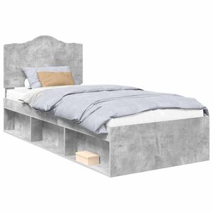 vidaXL Cadru de pat Gri Concret 75 x 190 cm Lemn de pin masiv