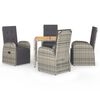 vidaXL Set mobilier de grădină cu perne, 5 piese, gri, poliratan