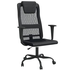 vidaXL Scaun birou reglabil &icirc;n &icirc;nălțime negru piele artificială/plasă