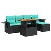 vidaXL Set mobilier de grădină cu perne, 6 piese, negru, poliratan