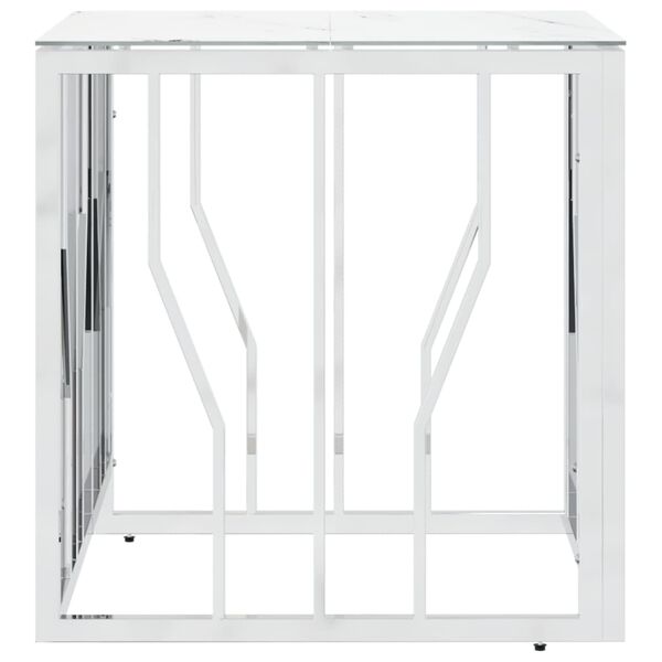 vidaXL Masă de cafea, argintiu, 50x50x50 cm, oțel inoxidabil și sticlă