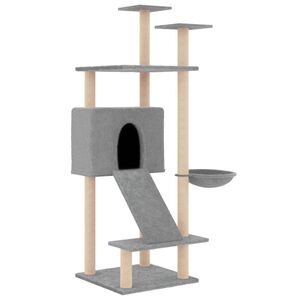 vidaXL Ansamblu de pisici, st&acirc;lpi din funie sisal, gri deschis, 153 cm