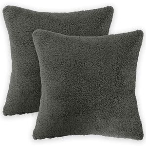vidaXL Husă pentru pernă 2 pcs HEERLEN Gri &icirc;nchis 30 x 30 cm Boucl&eacute;
