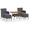 vidaXL Set mobilier grădină, 5 piese, gri, poliratan și lemn acacia