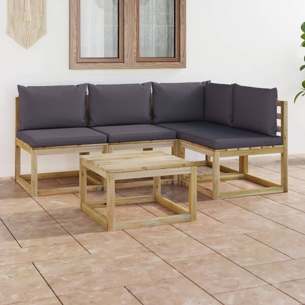 vidaXL Set mobilier de grădină cu perne antracit, 5 piese