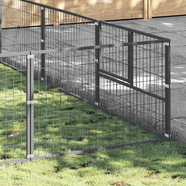 vidaXL Padoc pentru c&acirc;ini, argintiu, 54 m&sup2;, oțel