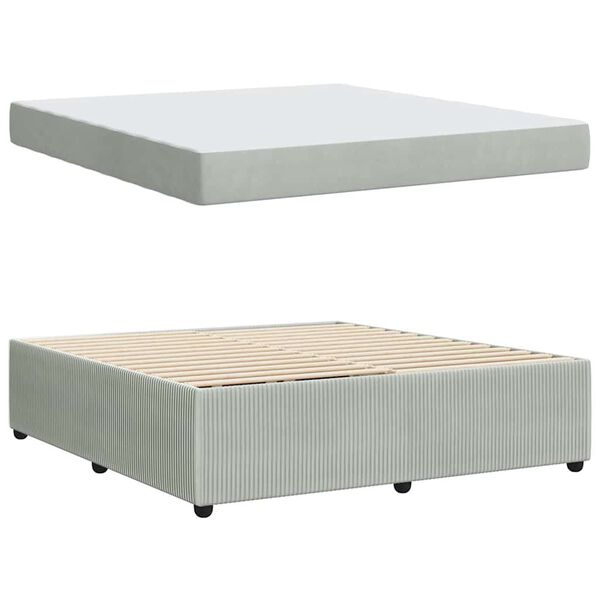 vidaXL Cadru de pat cu saltea Gri deschis 180 x 200 cm țesătură