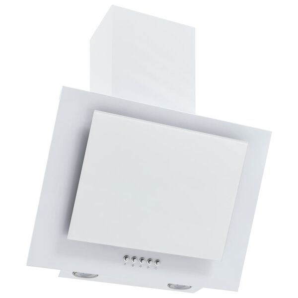 vidaXL Hotă de perete, 60 cm, oțel inoxidabil / sticlă securizată albă