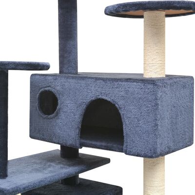 vidaXL Ansamblu pisici, stâlpi cu funie sisal, 125 cm, albastru închis