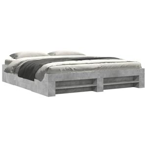 vidaXL Cadru de pat, gri beton, 200x200 cm, lemn prelucrat