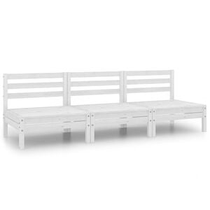 vidaXL Set mobilier de grădină, 3 piese, alb, lemn masiv de pin