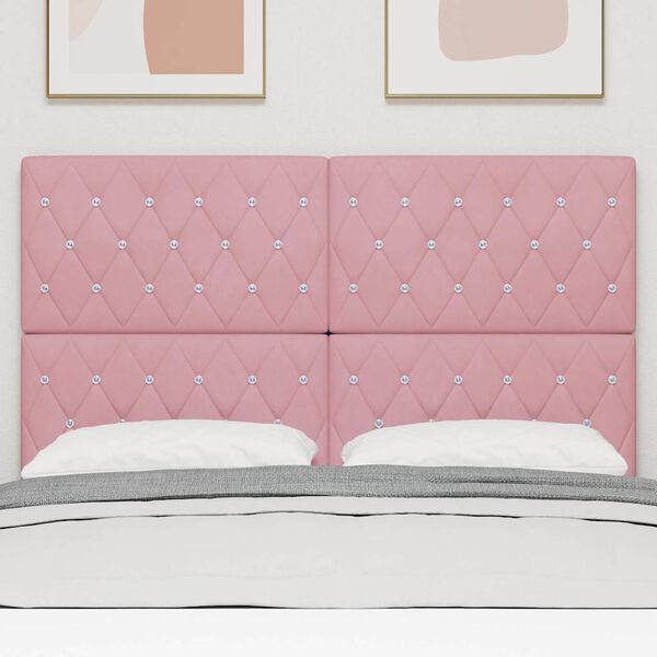 vidaXL Tăblie cap cu headboard Roz 144 cm Piele artificială