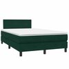 vidaXL Pat box spring cu saltea, verde &icirc;nchis, 120x210 cm, catifea