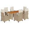 vidaXL Set mobilier pentru grădină, 7 piese, cu perne, bej, poliratan