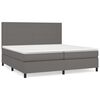 vidaXL Pat box spring cu saltea, gri, 200x200 cm, piele ecologică