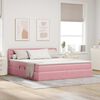 vidaXL Pat cu storage cu saltea cu headboard Roz 160 x 200 cm Catifea