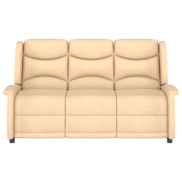 vidaXL Fotoliu rabatabil de masaj cu 3 locuri, crem, microfibră