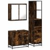 vidaXL Set mobilier de baie, 3 piese, stejar fumuriu, lemn prelucrat