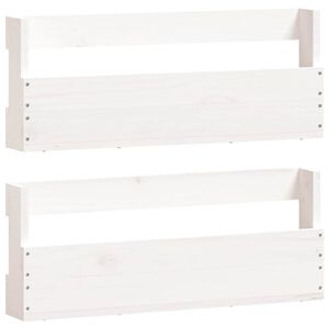 vidaXL Pantofare de perete, 2 buc., alb, 59x9x23 cm, lemn masiv pin
