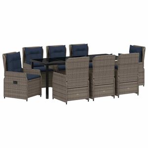 vidaXL Set de masă pentru grădină 9 buc. Gri Rattan poli
