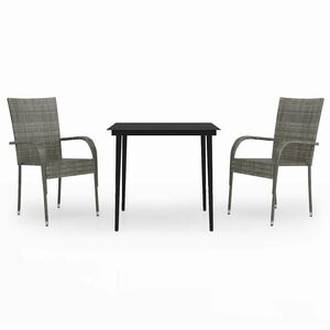 vidaXL Set mobilier de grădină, 3 piese, gri și negru