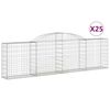 vidaXL Coșuri gabion arcuite 25 buc, 300x30x80/100 cm, fier galvanizat
