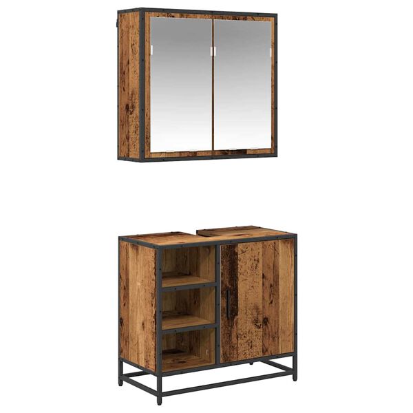 vidaXL Set de mobilier pentru baie 2 pcs Lemn Vechi Lemn compozit