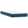 vidaXL Pat box spring cu saltea, albastru &icirc;nchis, 90x220 cm, catifea