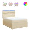 vidaXL Pat box spring cu saltea, crem, 140x200 cm, textil