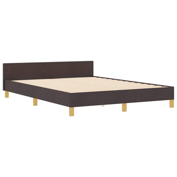 vidaXL Cadru de pat cu headboard Maro &icirc;nchis 140 x 190 cm țesătură