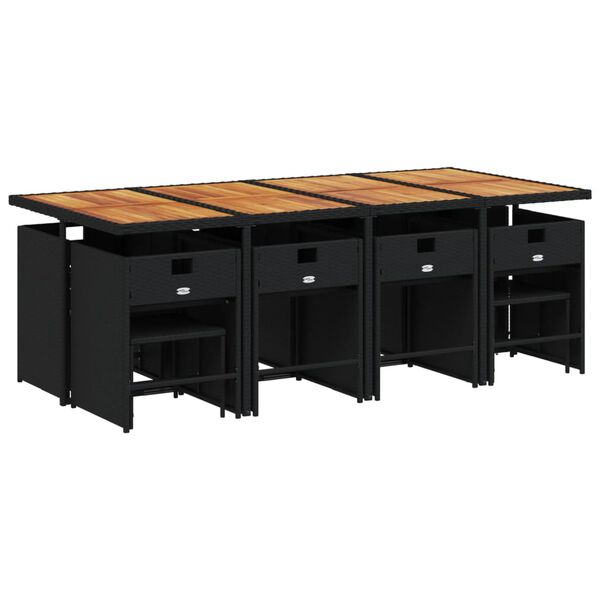 vidaXL Set mobilier de grădină cu perne, 13 piese, negru, poliratan