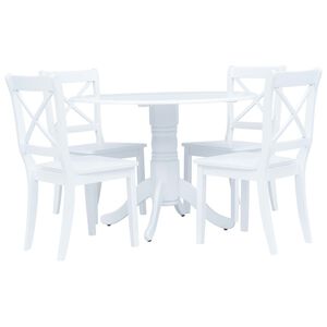 vidaXL Set mobilier bucătărie, 5 piese, alb, lemn masiv de hevea