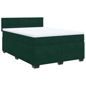 vidaXL Pat box spring cu saltea, verde &icirc;nchis, 160x200 cm, catifea