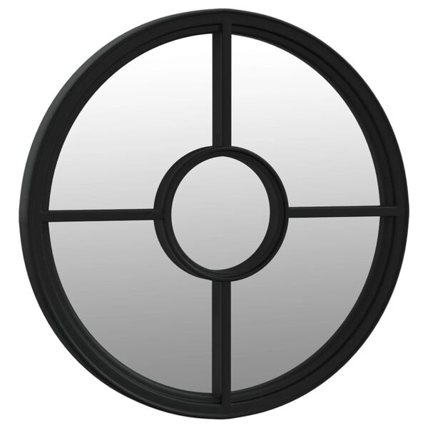 vidaXL Oglindă rotundă,negru,60x4 cm,fier,pentru utilizare în interior